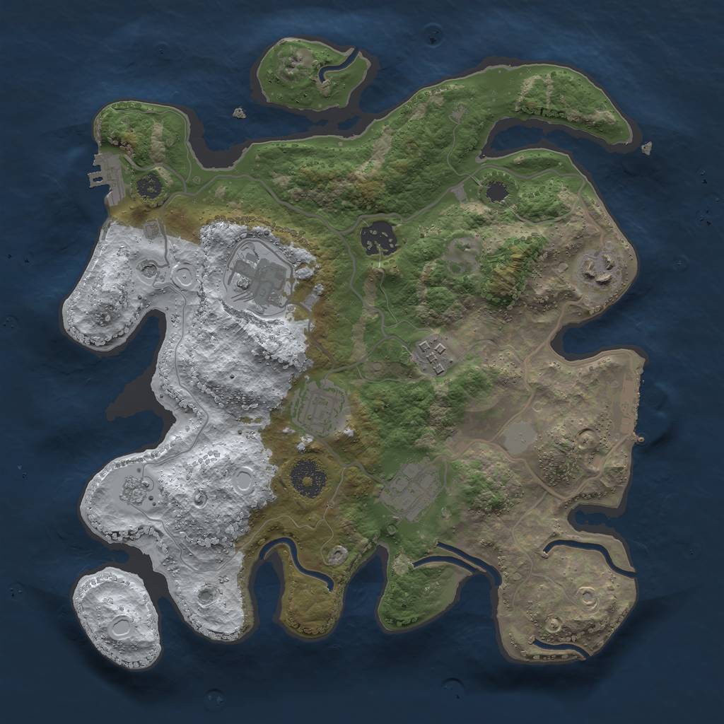 Rust Map: Procedural Map, Size: 3000, Seed: 2468, 15 Monuments