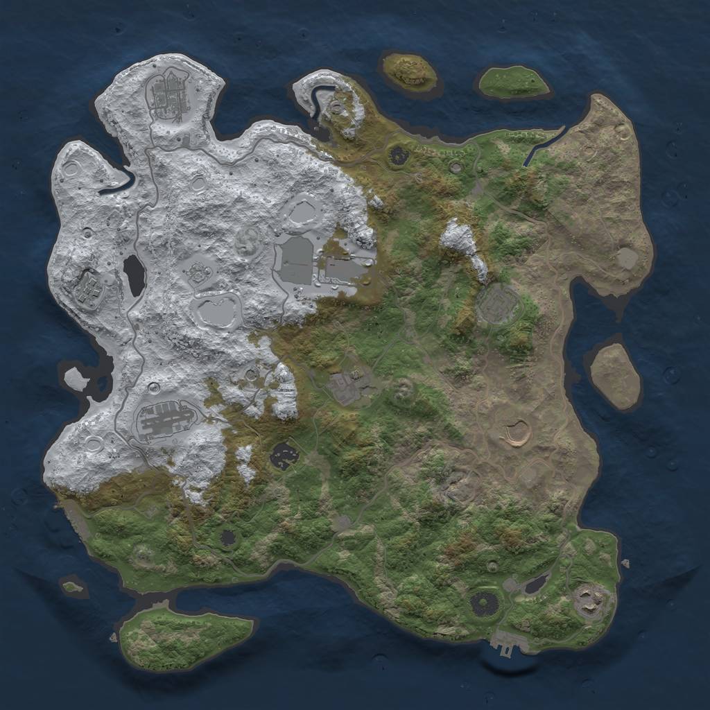 Rust Map: Procedural Map, Size: 4000, Seed: 470962701, 18 Monuments