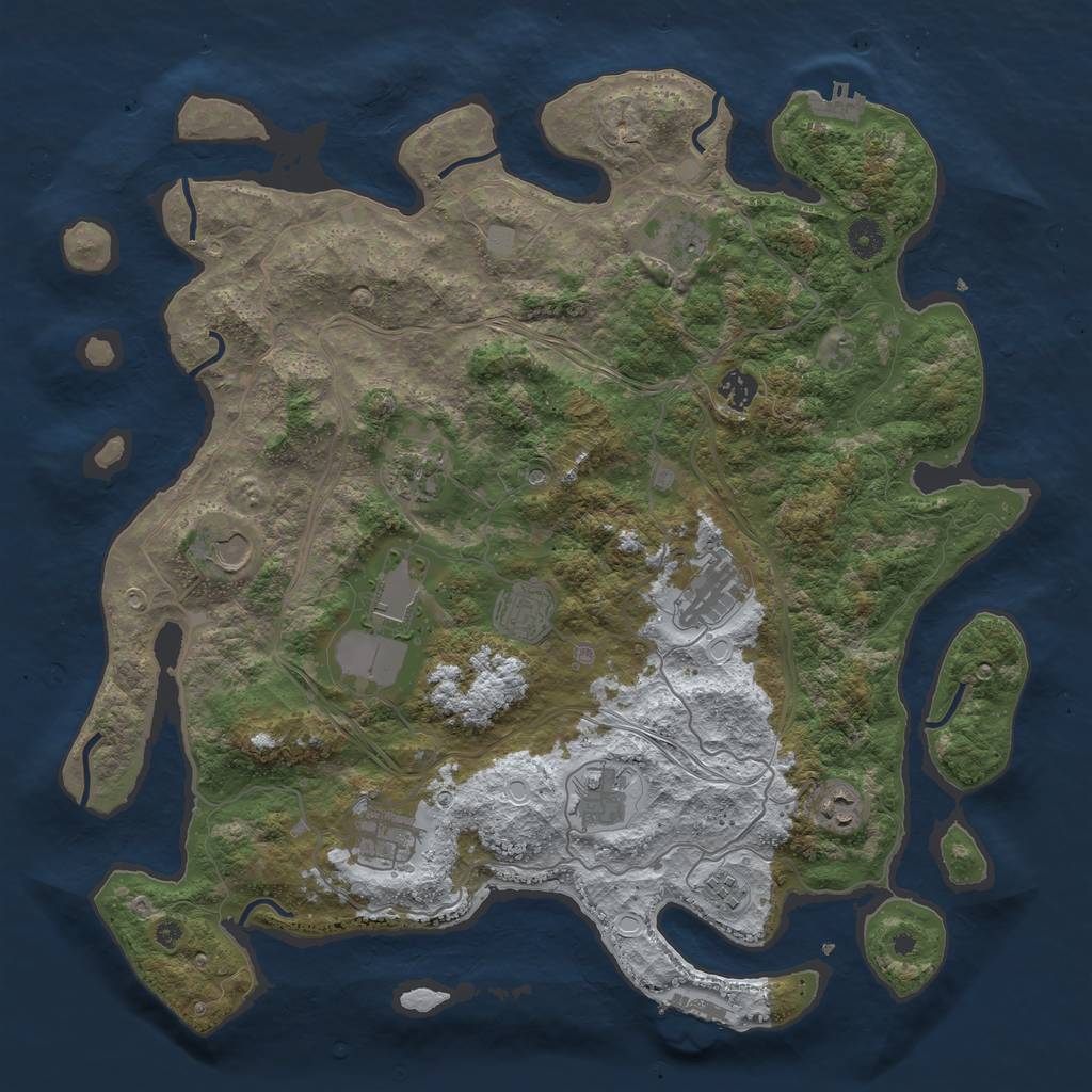 Rust Map: Procedural Map, Size: 4250, Seed: 1238163898, 19 Monuments