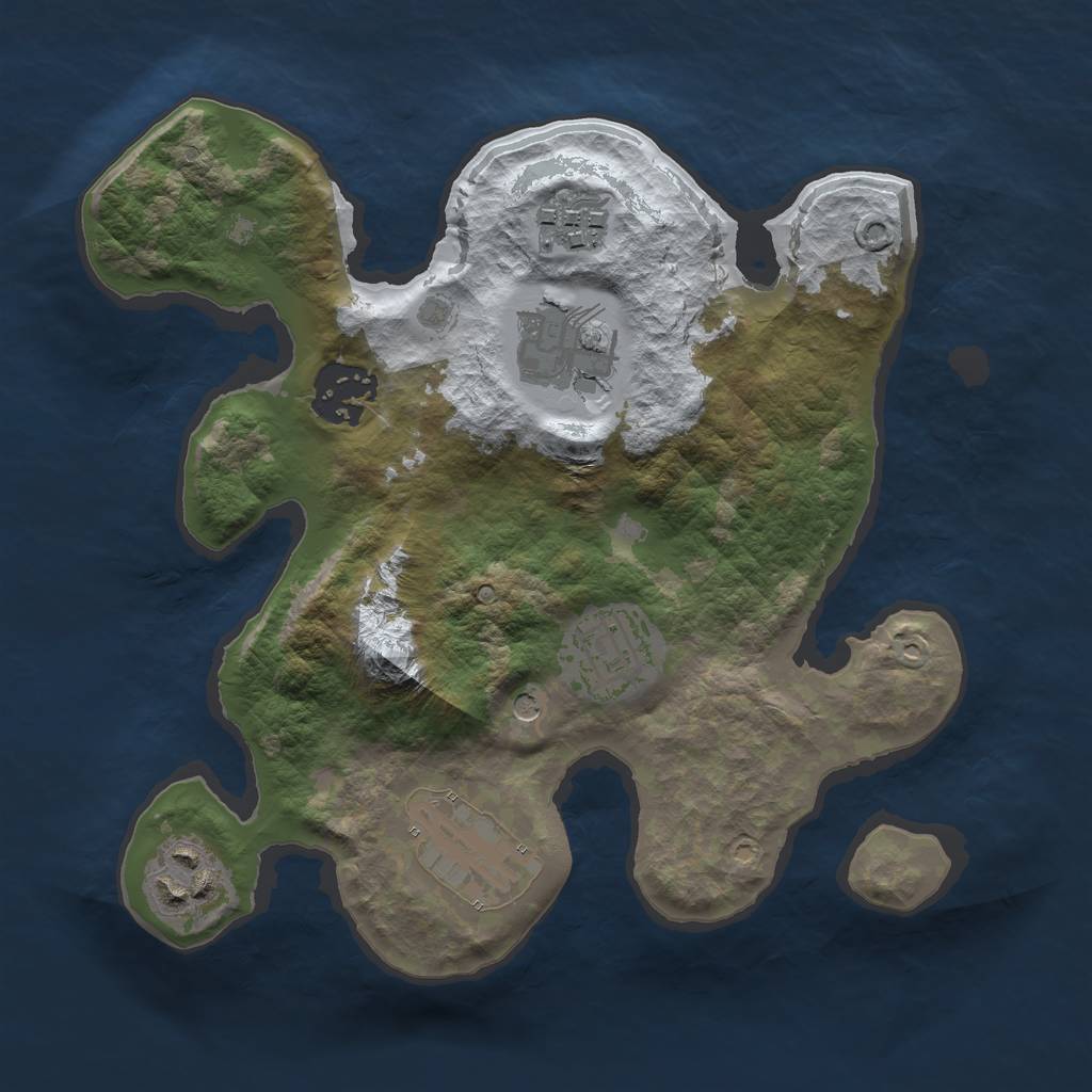 Rust Map: Barren, Size: 2550, Seed: 1, 9 Monuments