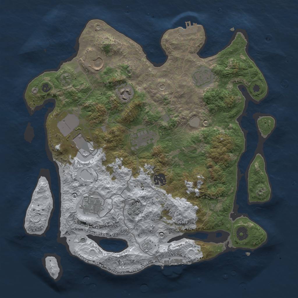 Rust Map: Procedural Map, Size: 3500, Seed: 8828, 17 Monuments