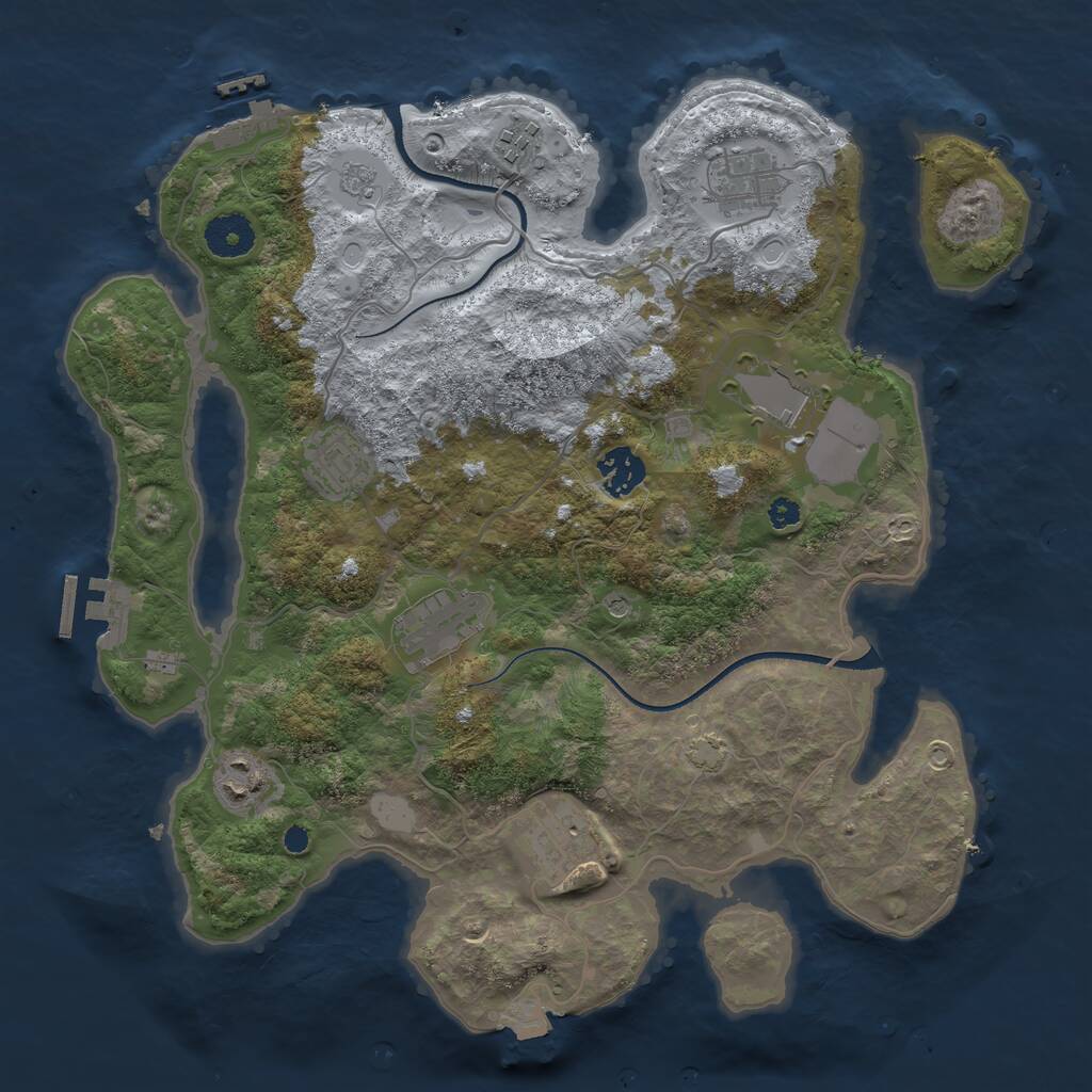 Rust Map: Procedural Map, Size: 3500, Seed: 138585019, 14 Monuments