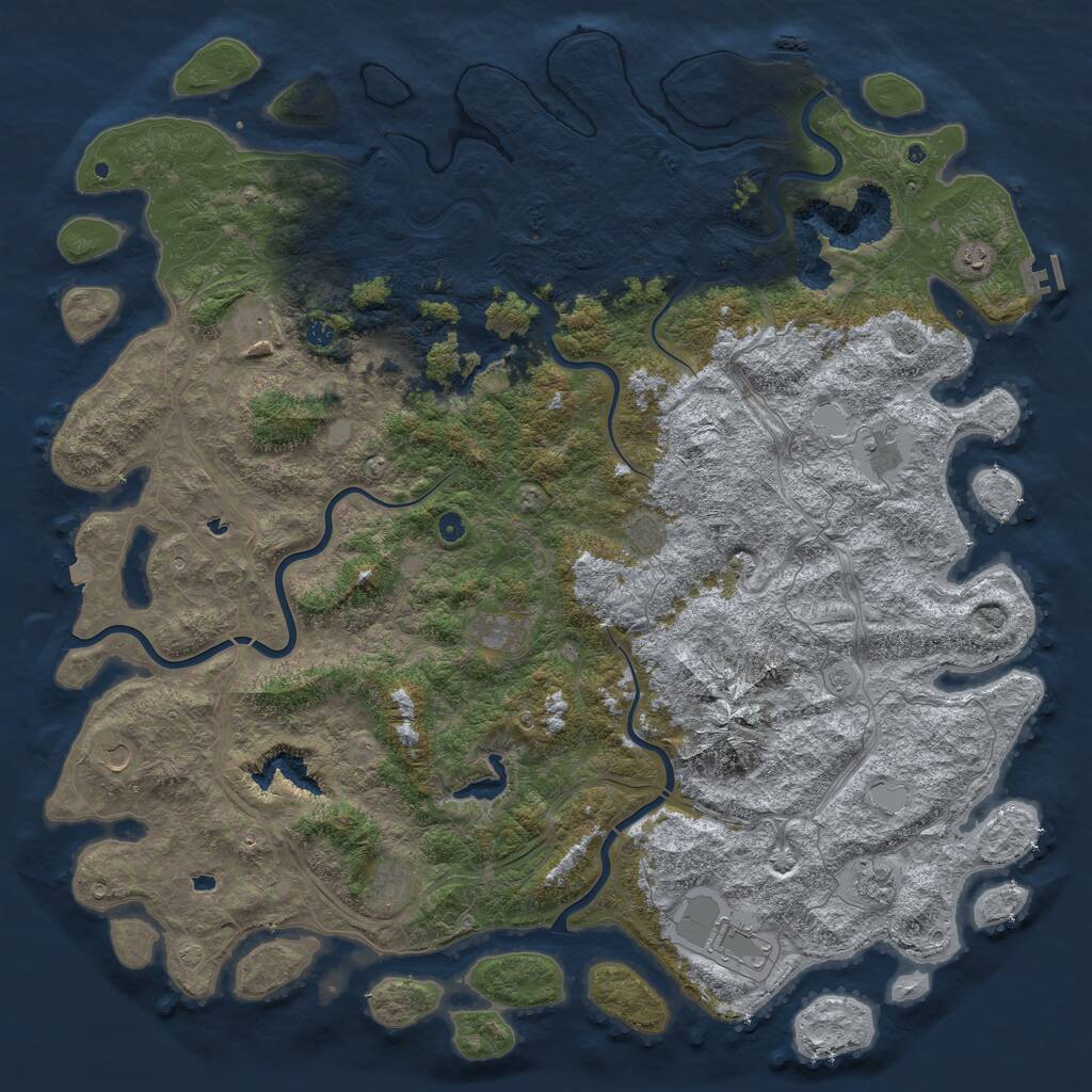 Rust Map: Procedural Map, Size: 6000, Seed: 6841, 17 Monuments