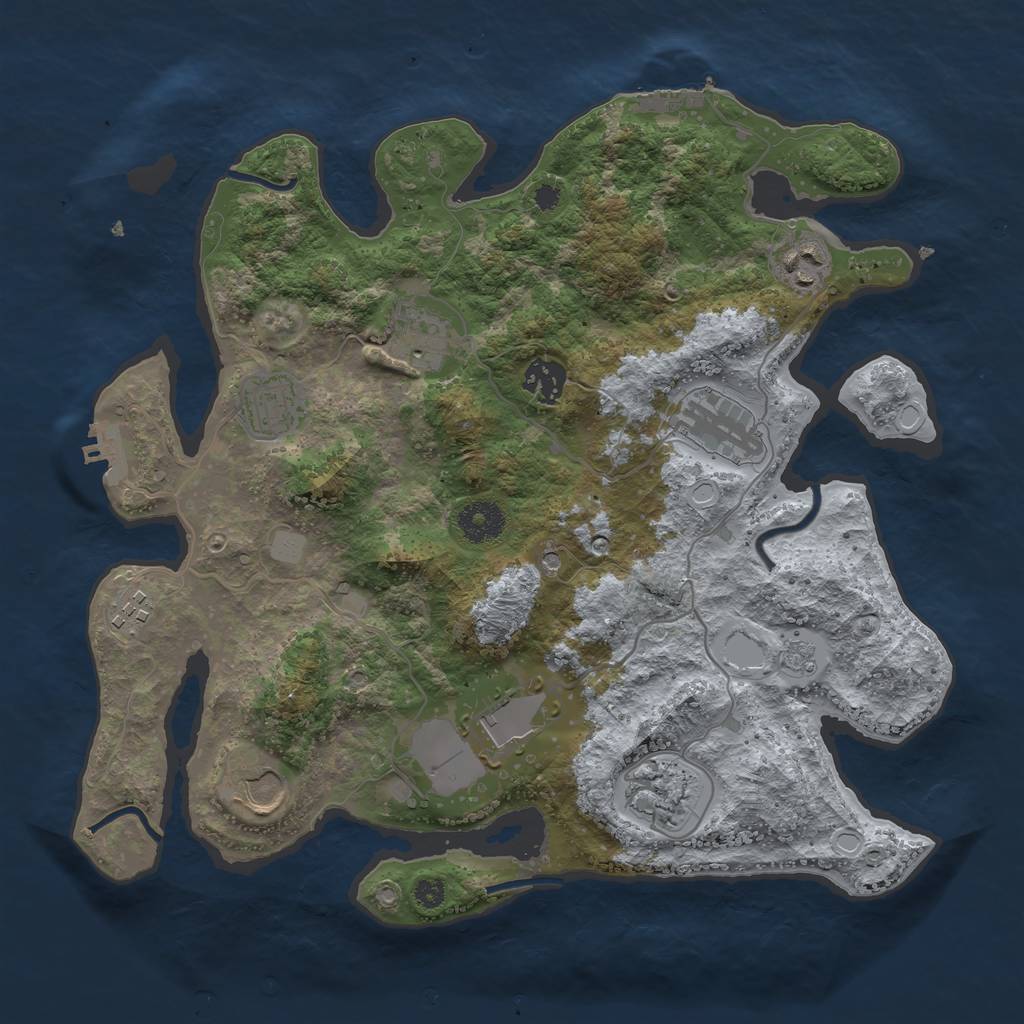 Rust Map: Procedural Map, Size: 3500, Seed: 1681594548, 18 Monuments