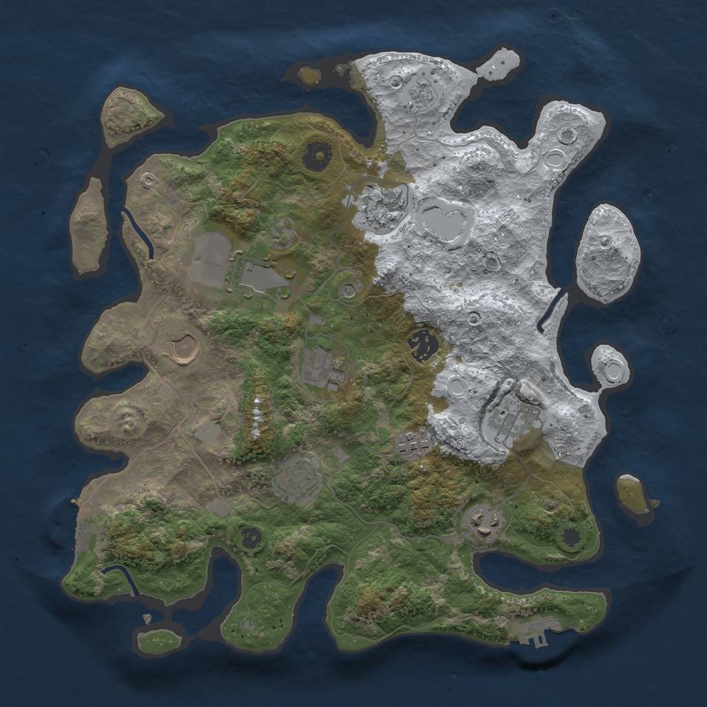 Rust Map: Procedural Map, Size: 3500, Seed: 1100309, 18 Monuments