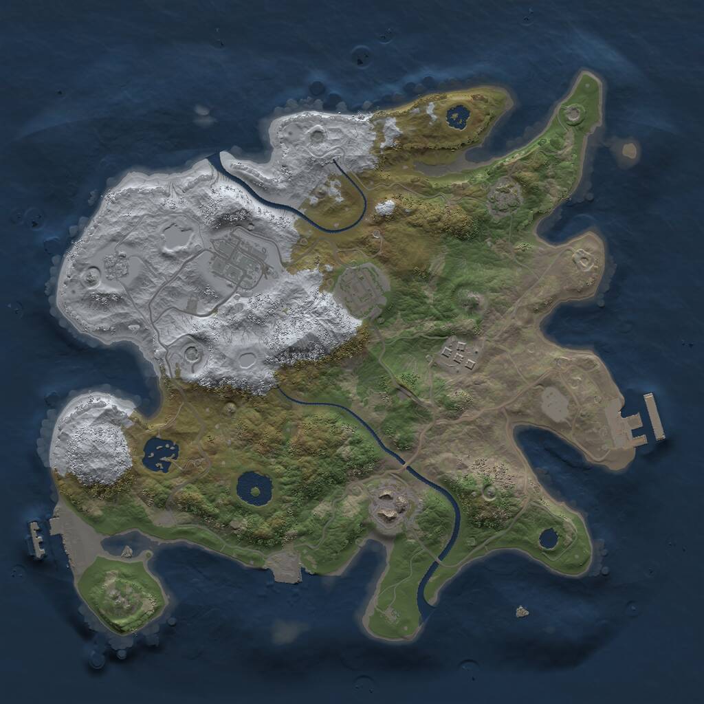Rust Map: Procedural Map, Size: 3000, Seed: 54647, 11 Monuments
