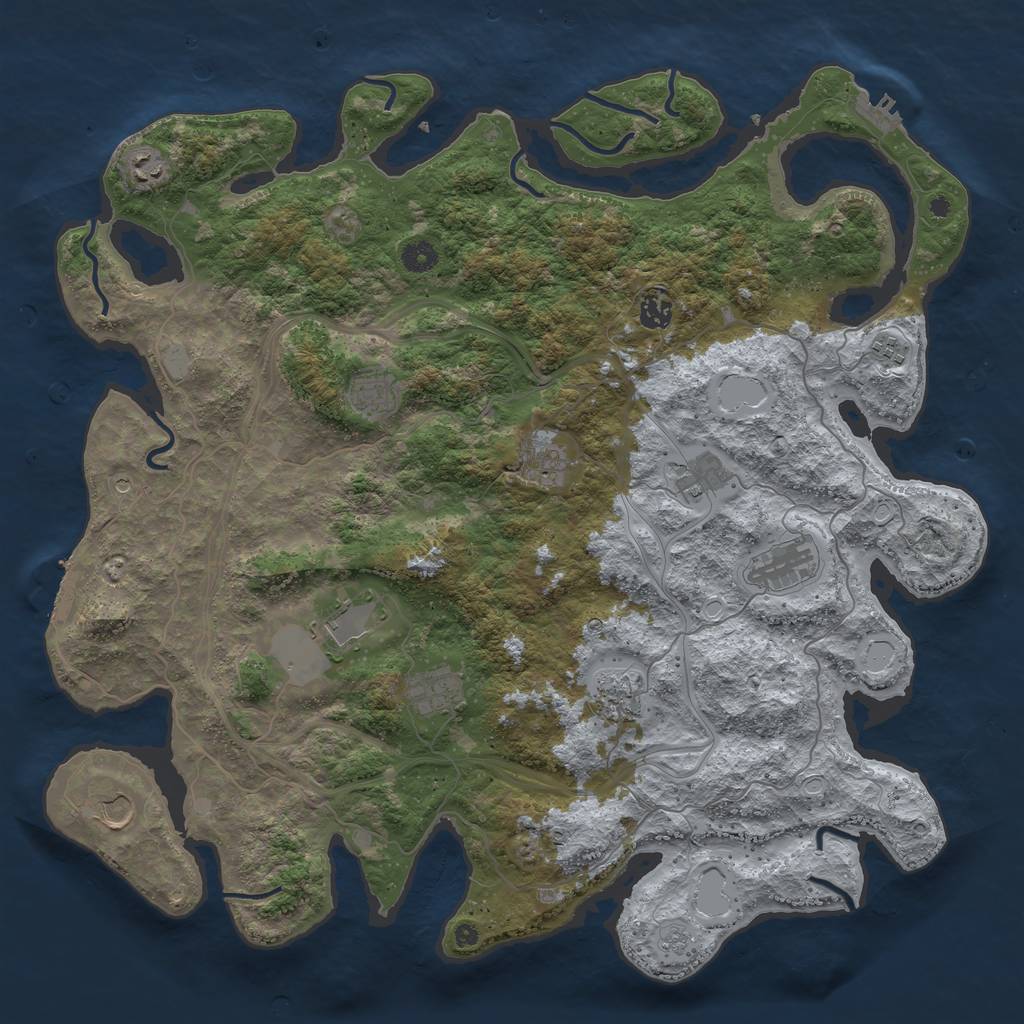 Rust Map: Procedural Map, Size: 4500, Seed: 44000, 20 Monuments