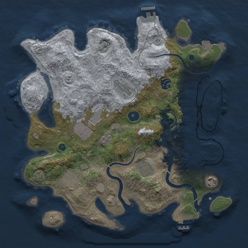 Rust Map: Procedural Map, Size: 3500, Seed: 3193562, 13 Monuments