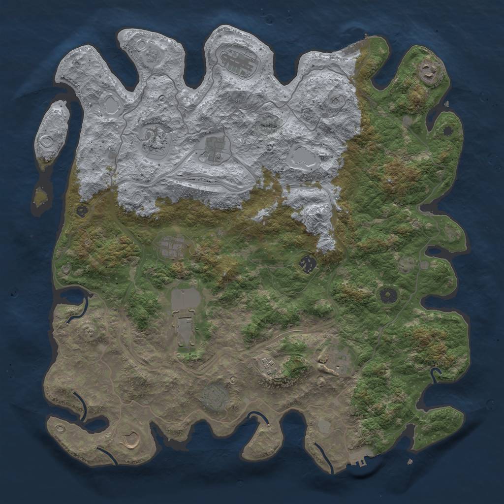 Rust Map: Procedural Map, Size: 4500, Seed: 3985857, 20 Monuments