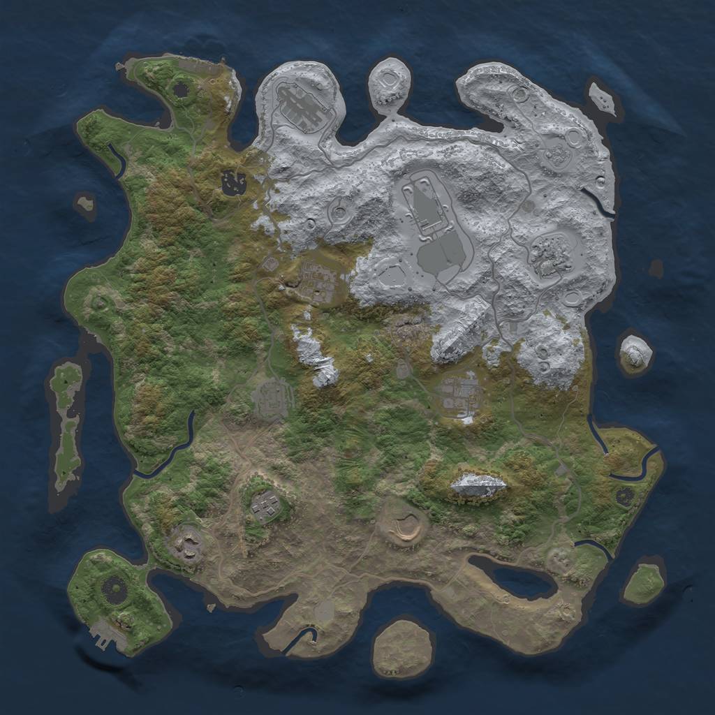 Rust Map: Procedural Map, Size: 4000, Seed: 1568650169, 19 Monuments