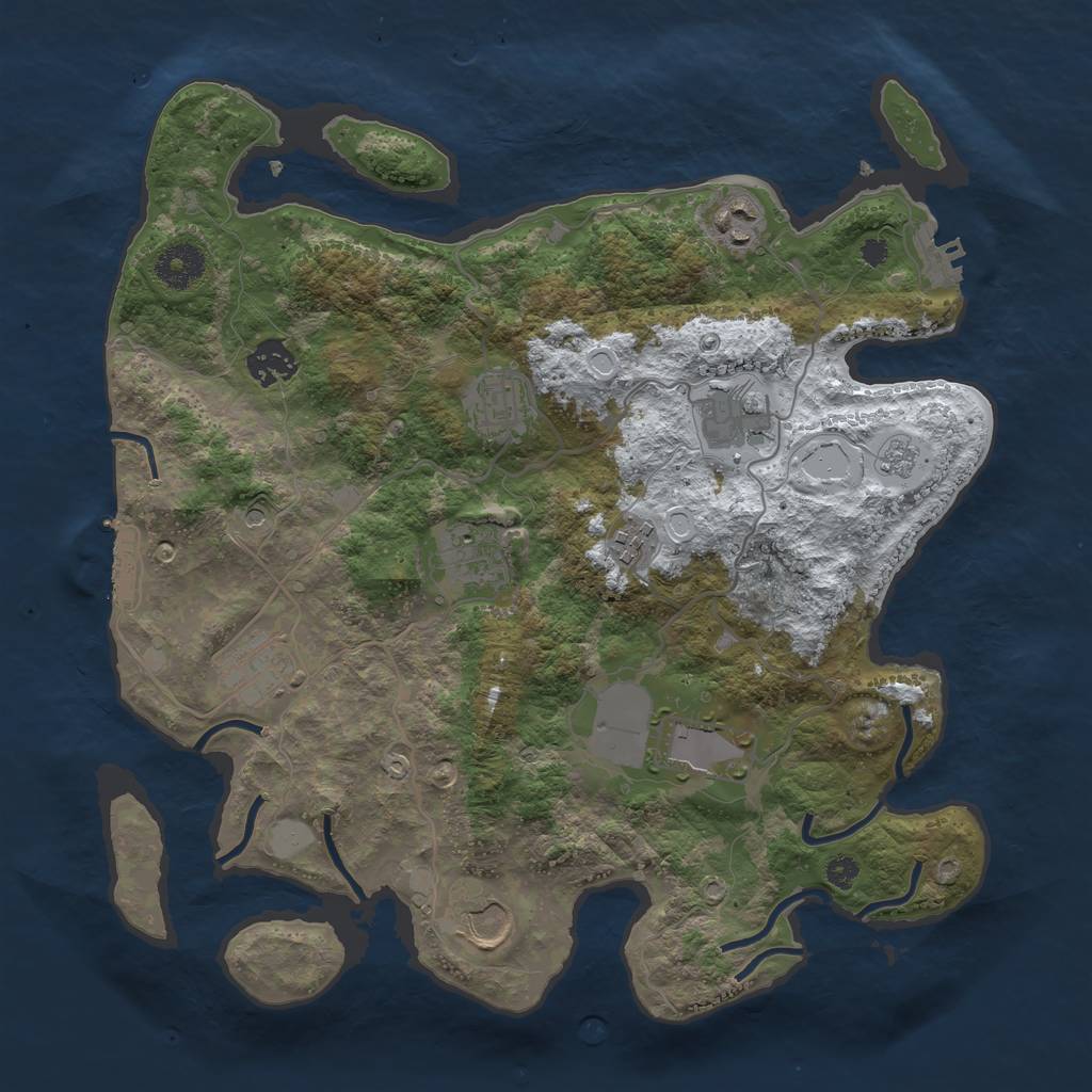 Rust Map: Procedural Map, Size: 3500, Seed: 165723074, 18 Monuments