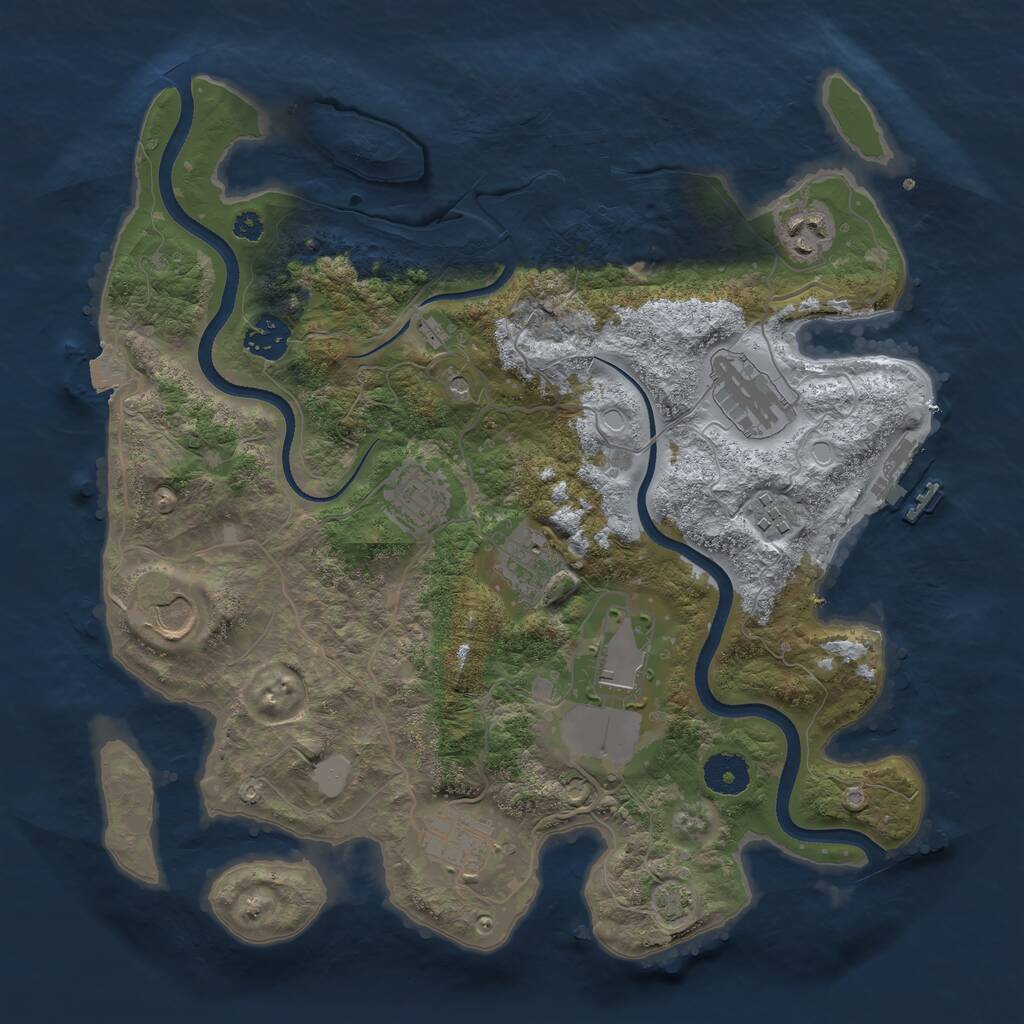 Rust Map: Procedural Map, Size: 3500, Seed: 165723074, 14 Monuments