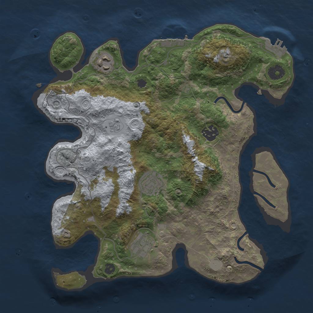 Rust Map: Procedural Map, Size: 3000, Seed: 34178651, 13 Monuments