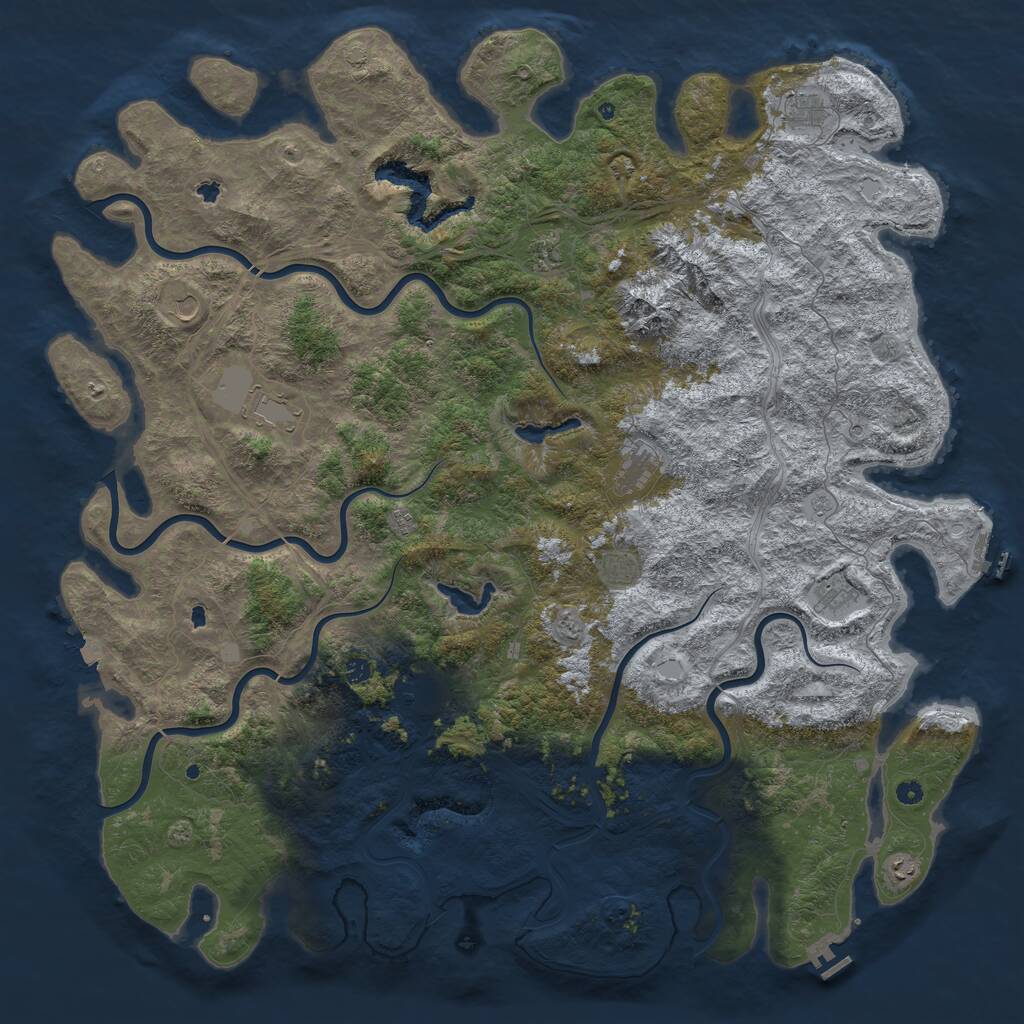 Rust Map: Procedural Map, Size: 6000, Seed: 1962, 17 Monuments