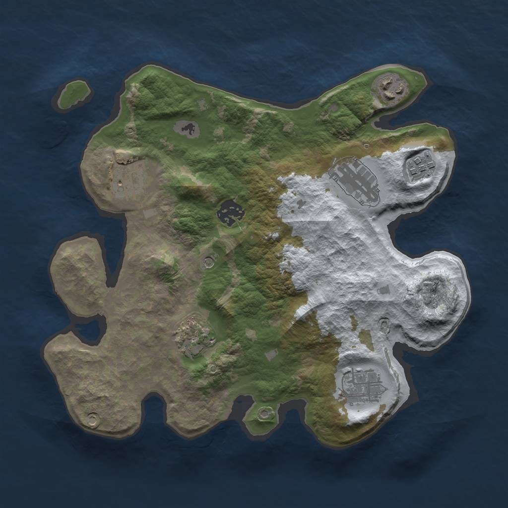 Rust Map: Barren, Size: 3000, Seed: 74, 10 Monuments