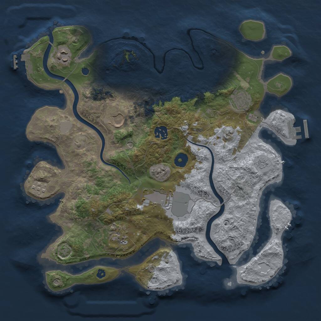 Rust Map: Procedural Map, Size: 3500, Seed: 765611979, 13 Monuments