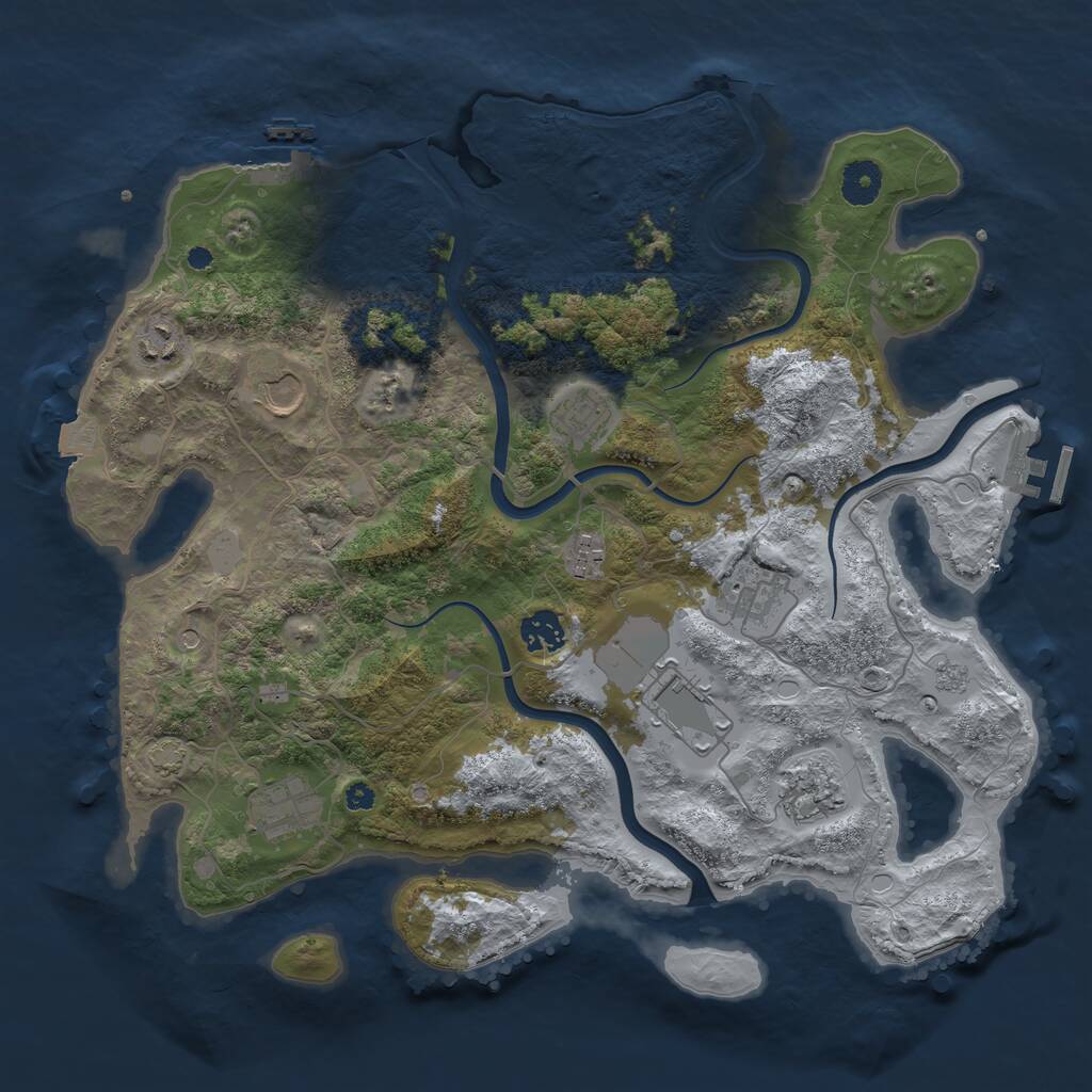 Rust Map: Procedural Map, Size: 3800, Seed: 1400704802, 15 Monuments
