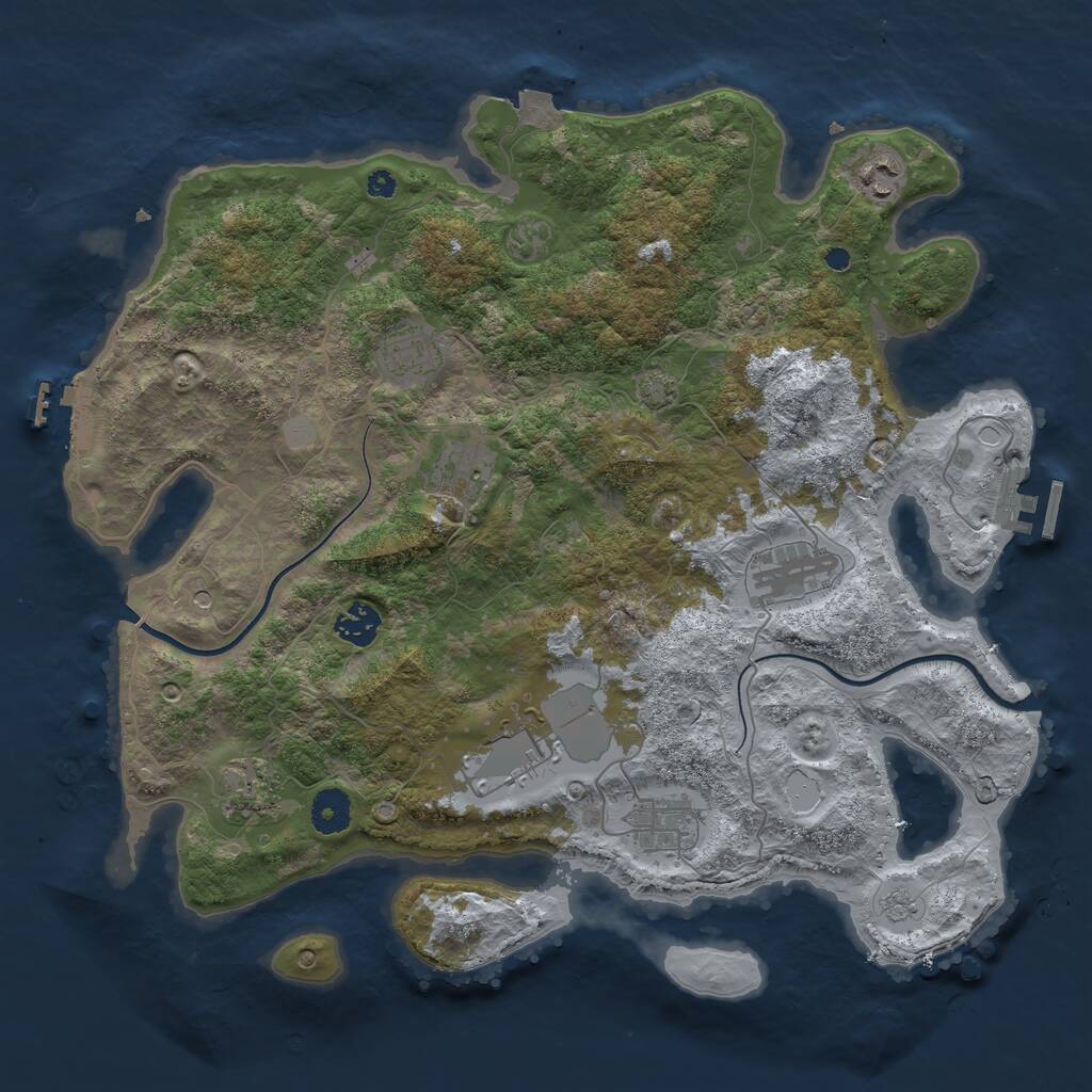 Rust Map: Procedural Map, Size: 3800, Seed: 1400704802, 14 Monuments