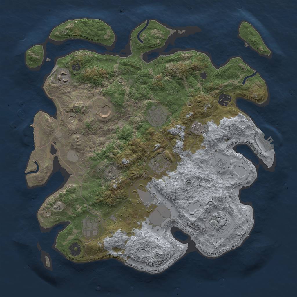 Rust Map: Procedural Map, Size: 3500, Seed: 244766153, 18 Monuments