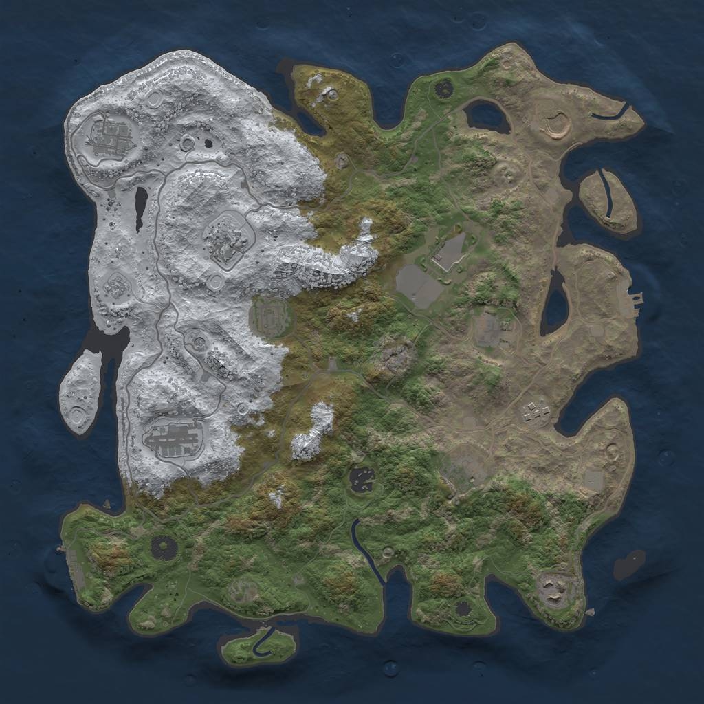 Rust Map: Procedural Map, Size: 4000, Seed: 494856948, 20 Monuments