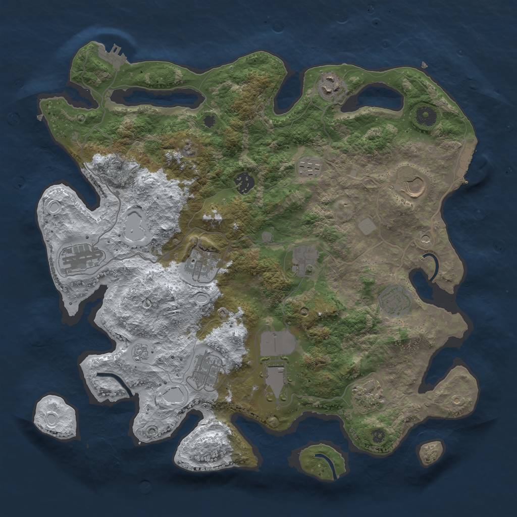 Rust Map: Procedural Map, Size: 3800, Seed: 60000, 20 Monuments