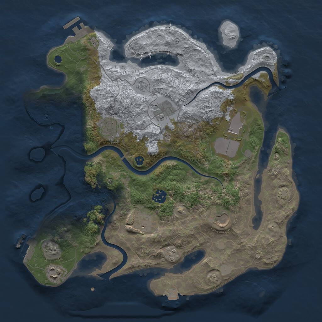 Rust Map: Procedural Map, Size: 3500, Seed: 1693563024, 14 Monuments