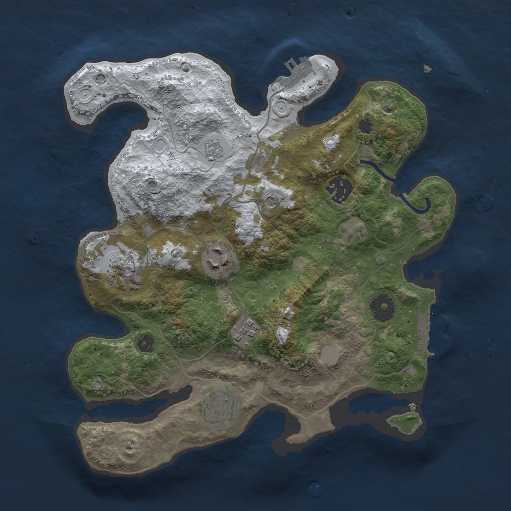 Rust Map: Procedural Map, Size: 3000, Seed: 1189333698, 14 Monuments