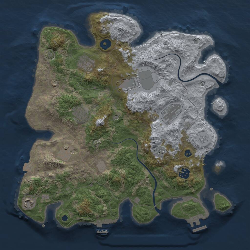 Rust Map: Procedural Map, Size: 3500, Seed: 960207689, 14 Monuments