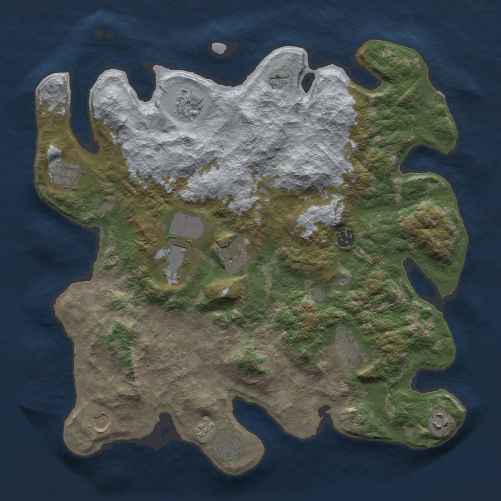 Rust Map: Barren, Size: 4000, Seed: 970031134, 13 Monuments