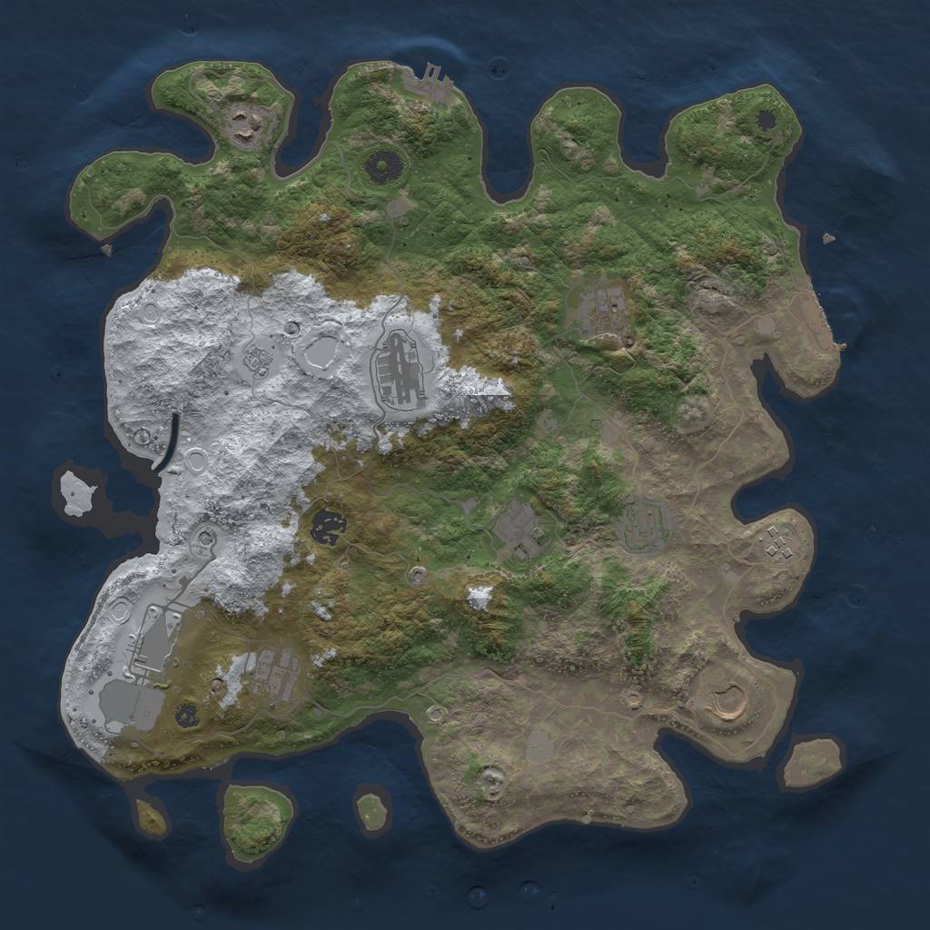 Rust Map: Procedural Map, Size: 3950, Seed: 1861954334, 19 Monuments