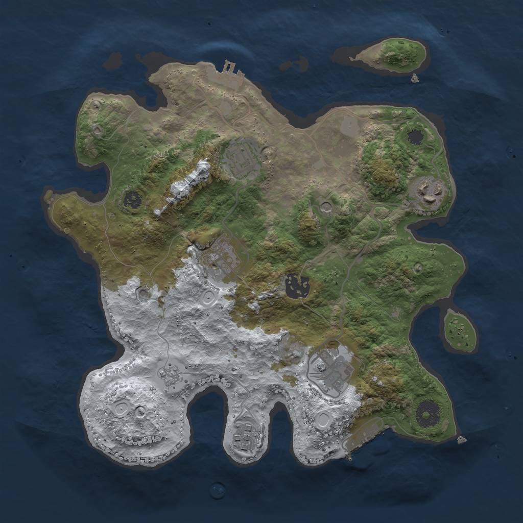 Rust Map: Procedural Map, Size: 3000, Seed: 1576321647, 15 Monuments