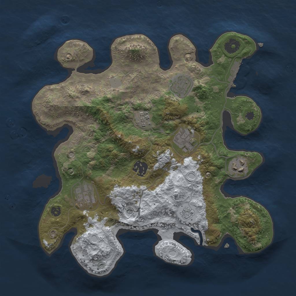 Rust Map: Procedural Map, Size: 3000, Seed: 1390352661, 14 Monuments