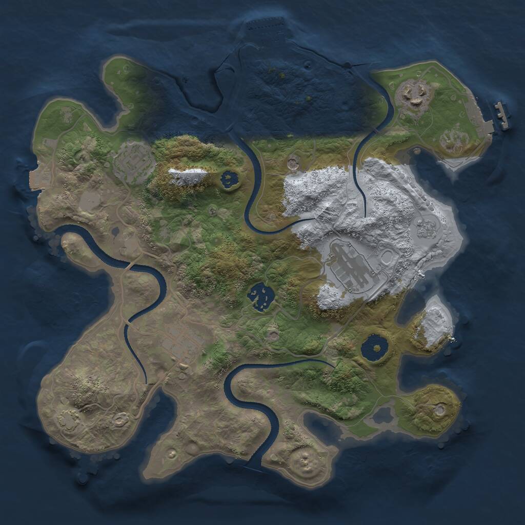 Rust Map: Procedural Map, Size: 3000, Seed: 1943223288, 11 Monuments