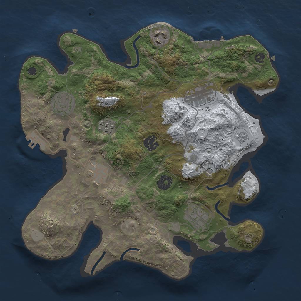 Rust Map: Procedural Map, Size: 3000, Seed: 1943223288, 16 Monuments