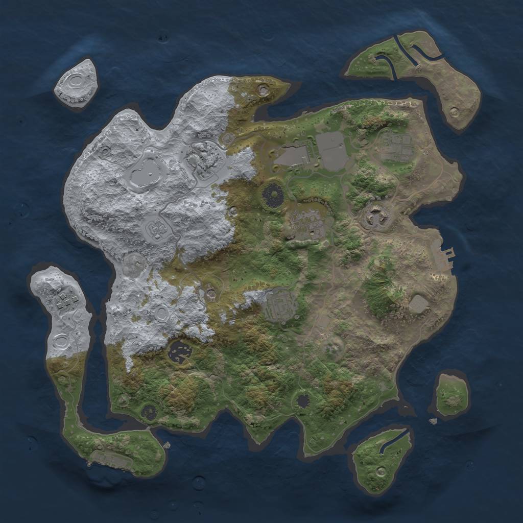 Rust Map: Procedural Map, Size: 3500, Seed: 152532747, 17 Monuments