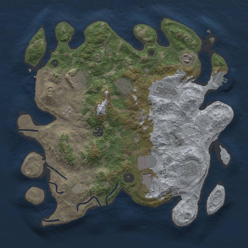 Rust Map: Procedural Map, Size: 3500, Seed: 84541, 15 Monuments