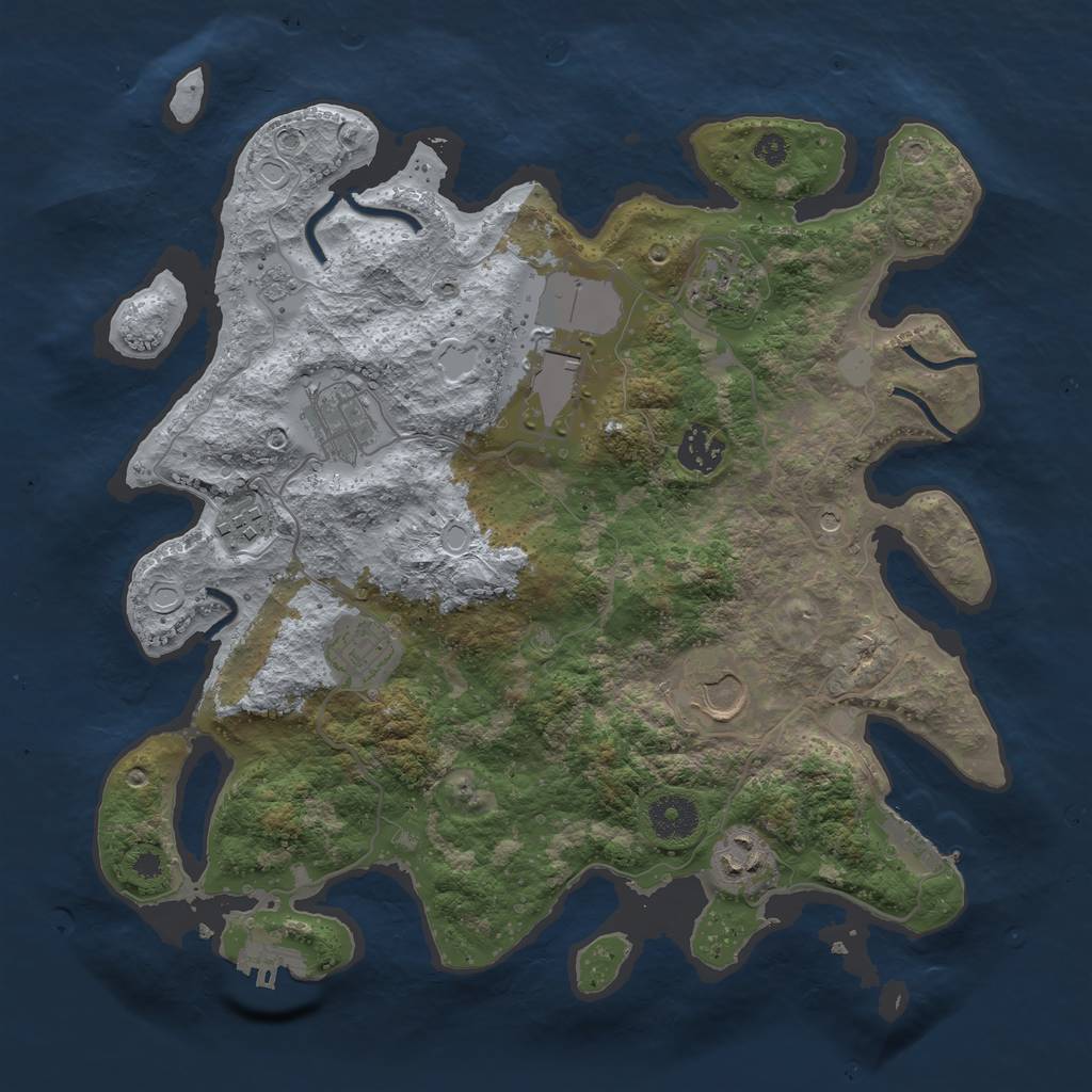 Rust Map: Procedural Map, Size: 3500, Seed: 1030422145, 17 Monuments