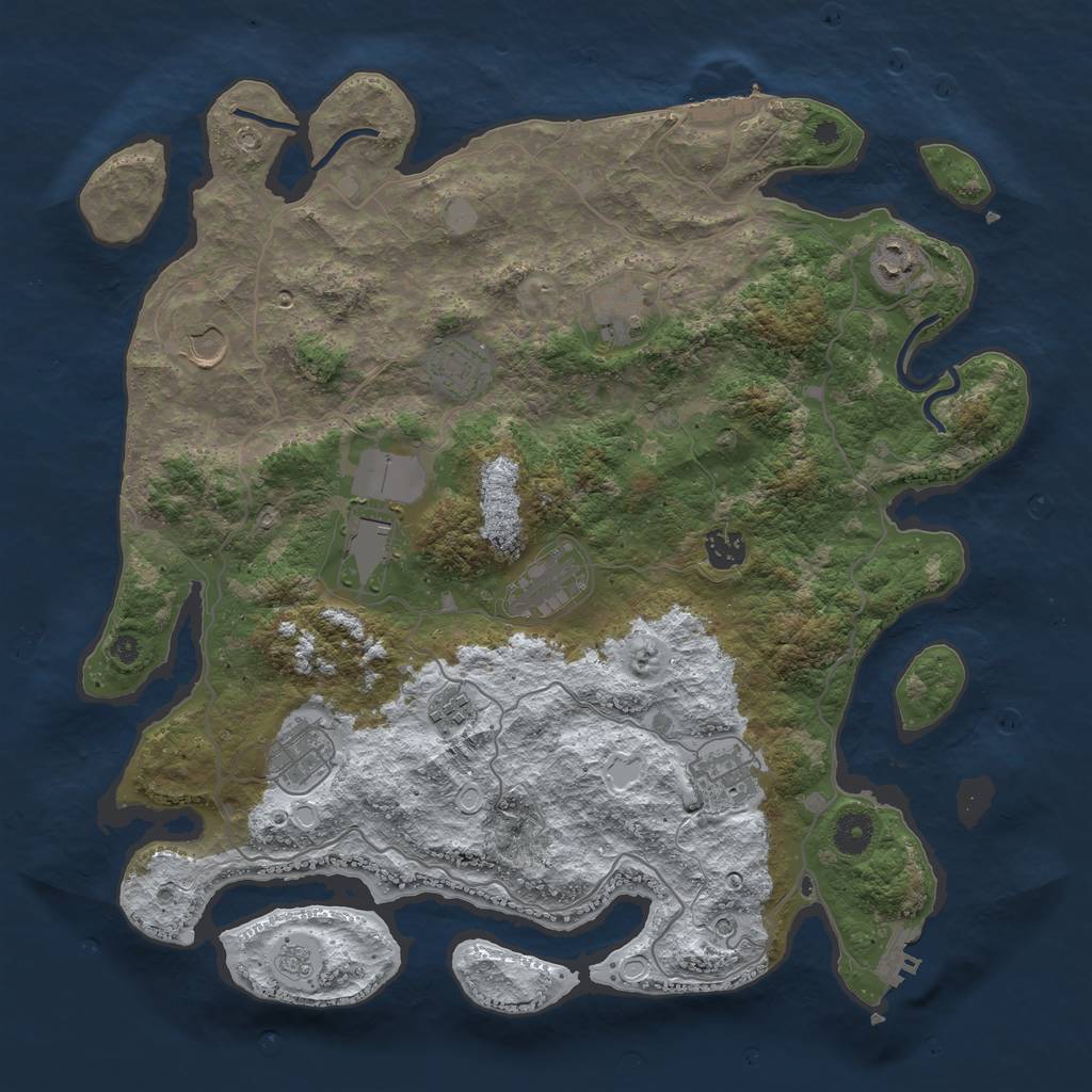 Rust Map: Procedural Map, Size: 4000, Seed: 336358191, 19 Monuments