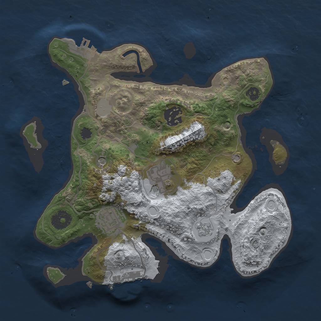 Rust Map: Procedural Map, Size: 2500, Seed: 834349252, 12 Monuments