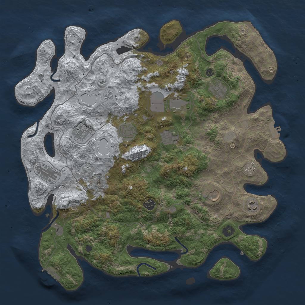 Rust Map: Procedural Map, Size: 4000, Seed: 74354255, 19 Monuments