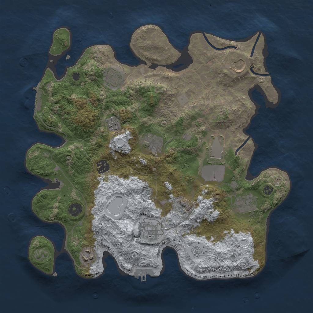 Rust Map: Procedural Map, Size: 3500, Seed: 1777481774, 18 Monuments