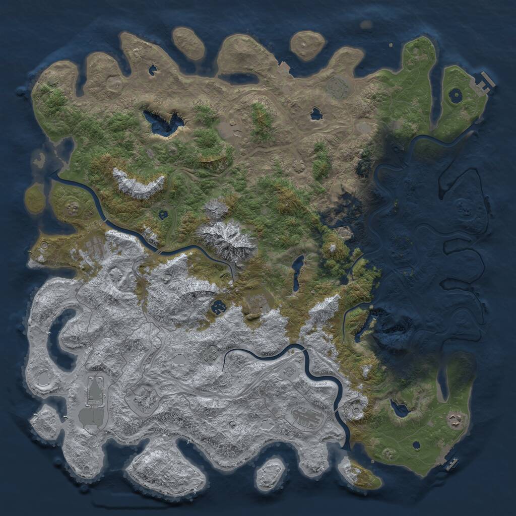 Rust Map: Procedural Map, Size: 5500, Seed: 70000, 17 Monuments