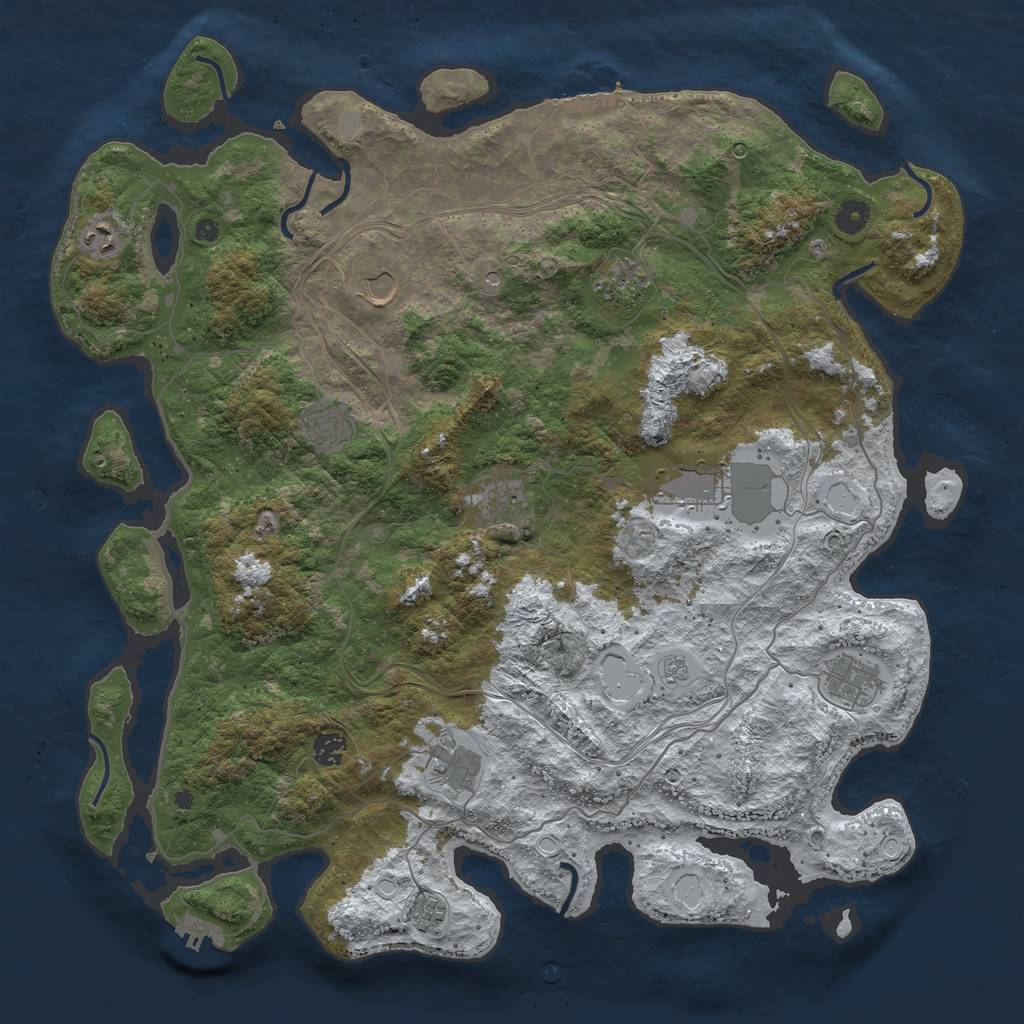 Rust Map: Procedural Map, Size: 4500, Seed: 538153651, 19 Monuments
