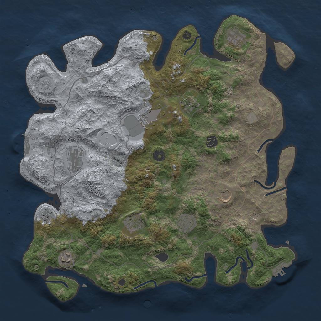 Rust Map: Procedural Map, Size: 4000, Seed: 6516854, 19 Monuments