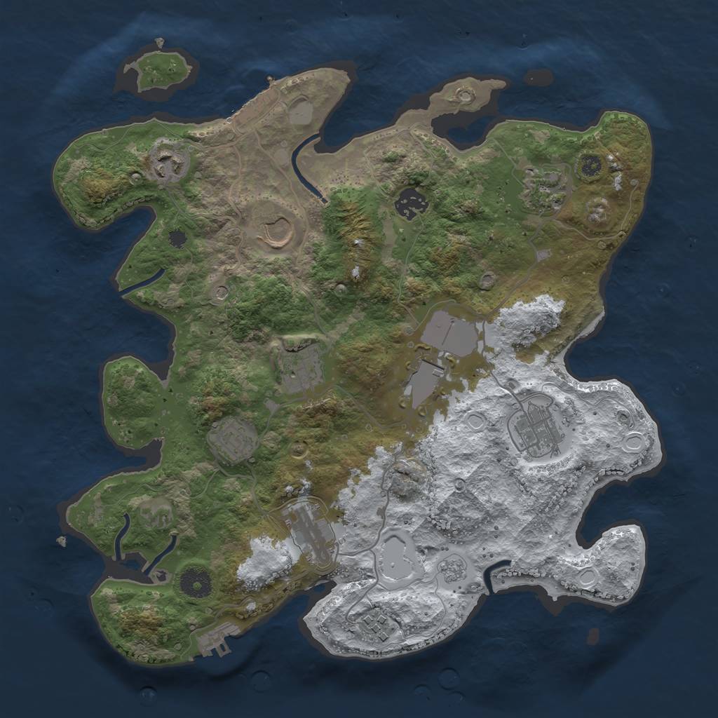 Rust Map: Procedural Map, Size: 3500, Seed: 5464, 19 Monuments