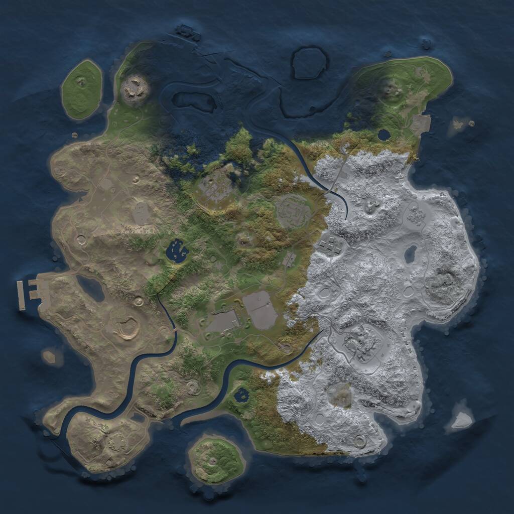 Rust Map: Procedural Map, Size: 3500, Seed: 253875761, 14 Monuments