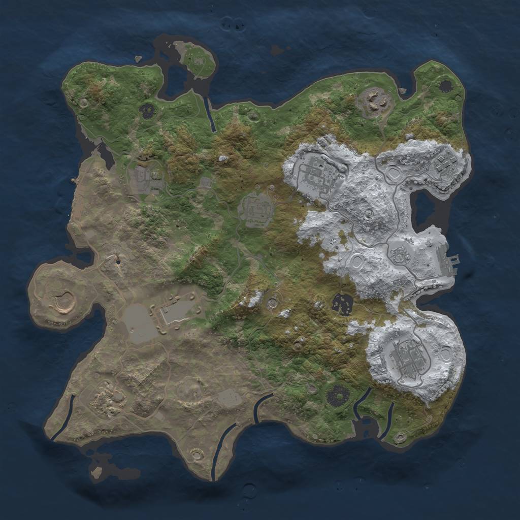 Rust Map: Procedural Map, Size: 3500, Seed: 35353543, 19 Monuments