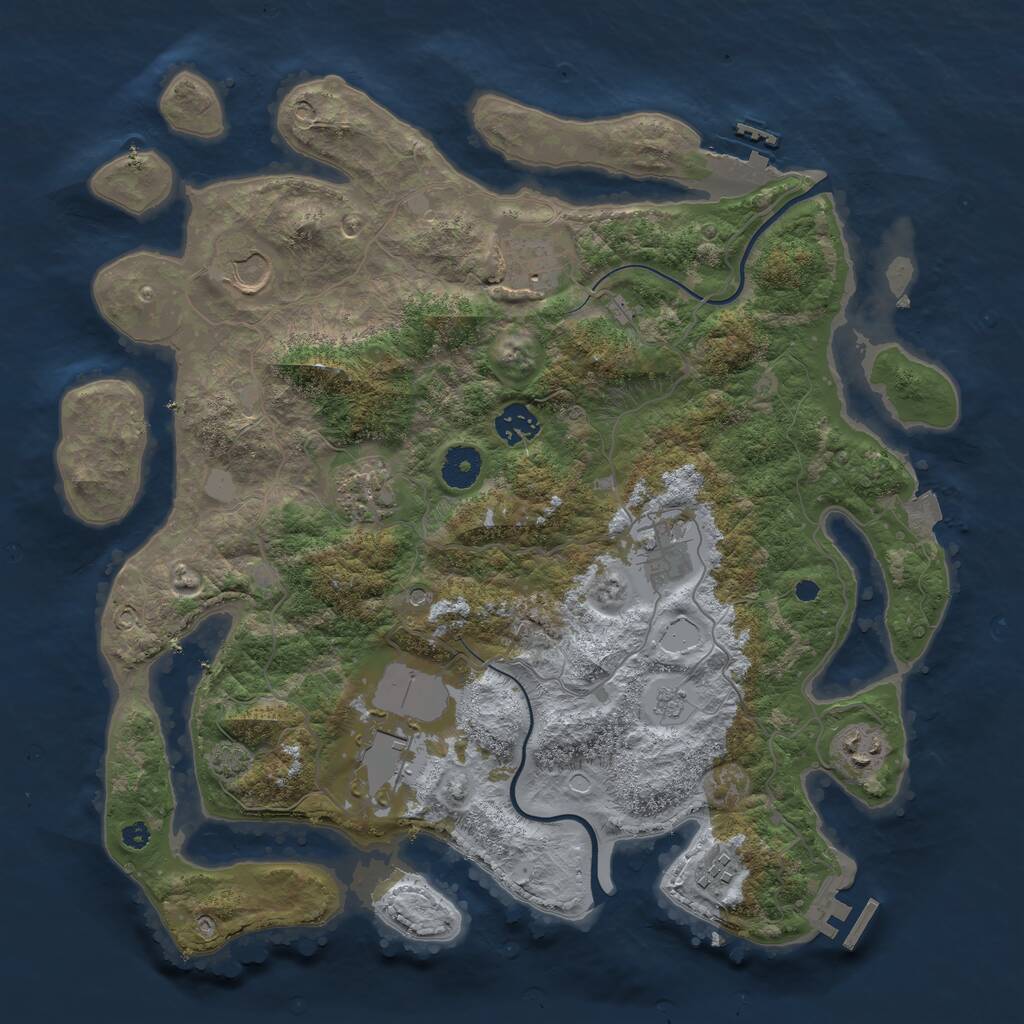 Rust Map: Procedural Map, Size: 3750, Seed: 30567042, 14 Monuments