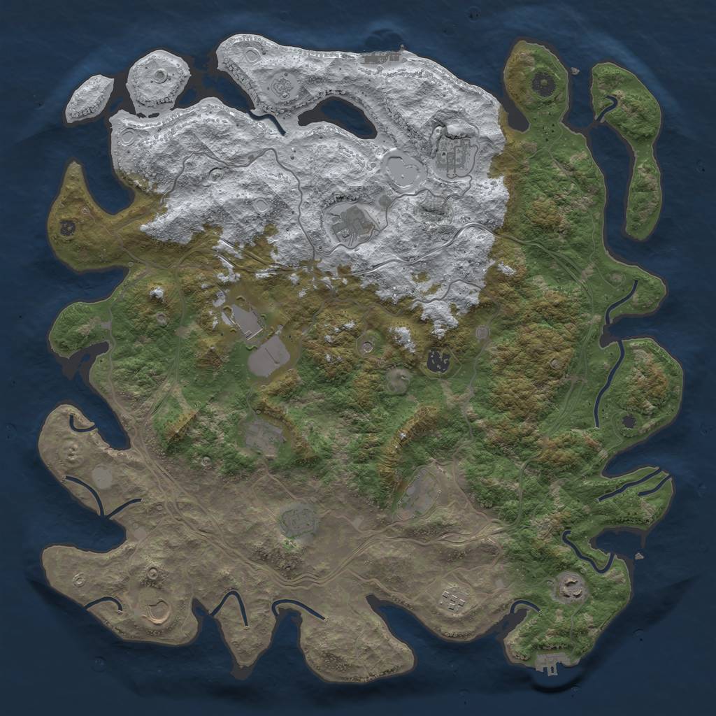 Rust Map: Procedural Map, Size: 4500, Seed: 5383417, 19 Monuments