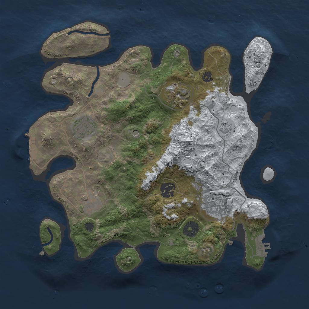 Rust Map: Procedural Map, Size: 3000, Seed: 1912440262, 14 Monuments
